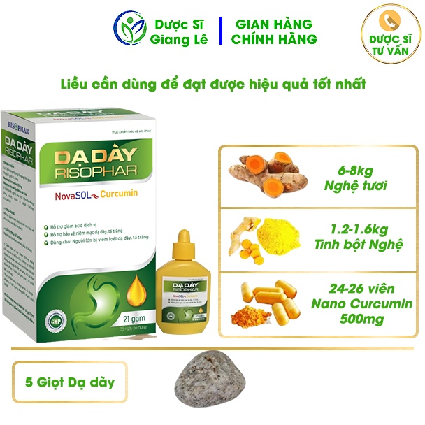 Dạ Dày Nano Curcumin duocsy_giangle 100% Tinh Chất Siêu Nano Dạng Lỏng Nhập Khẩu Đức Giảm Đau Nhanh, Lành Vết Loét