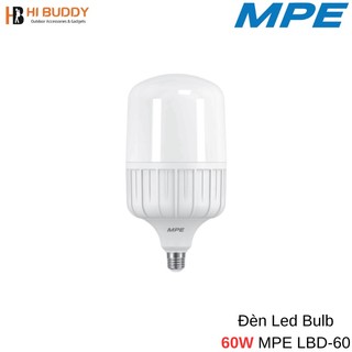 Đèn led bulb 60w mpe lbd-60, led bulb lbd, kích thước ø138mm x 272m, chất liệu nhựa pc cao cấp, chống va đập, chịu nhiệt