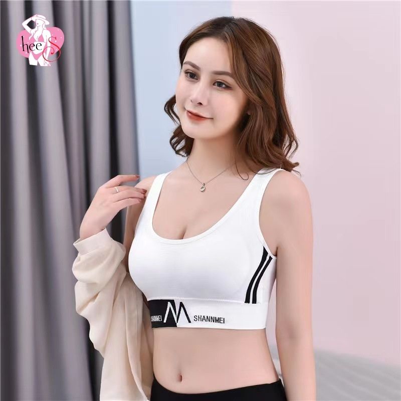 Áo Bra Tập Gym Chất Cotton Dày Dặn Có Mút Ngực Nâng Đẩy Ngực HeeS3384