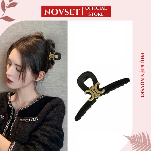 Kẹp Tóc càng cua dáng dài đính kèm sticker kim loại ϽC cao cấp