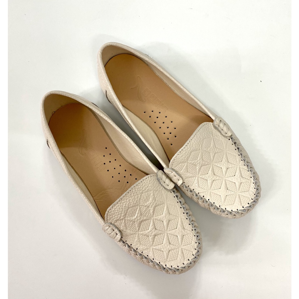 Giày mọi ngôi sao đế bệt da thật  3cm DR013 - SIZE CHUẨN- CÓ BẢO HÀNH.