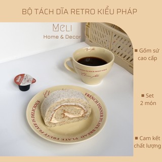 Bộ tách đĩa gốm sứ cheese plate kiểu pháp decor