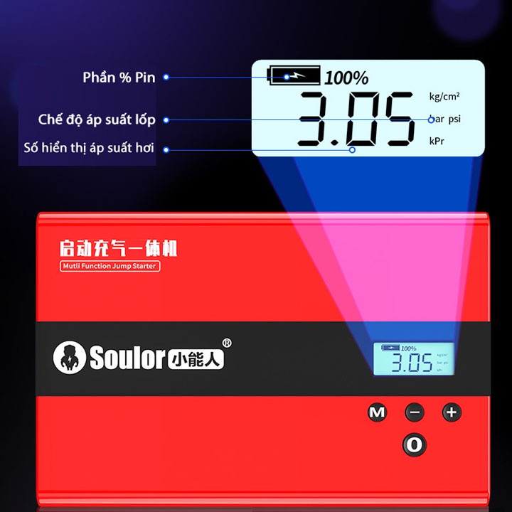 Bộ pin dự phòng 99800mAh, kích bình ắc quy ô tô, kèm bơm lốp đa năng