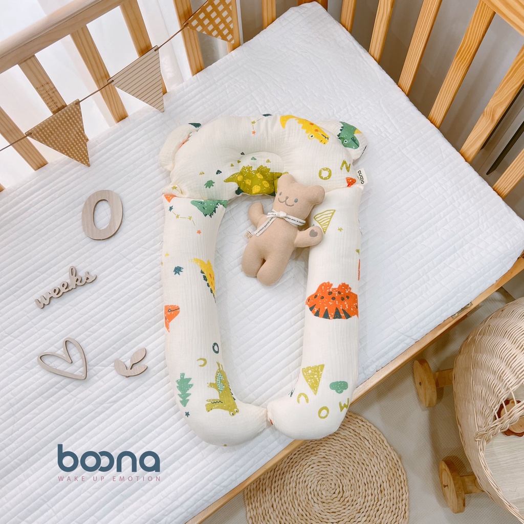 Gối chữ U vải xô MUSLIN đa năng cho bé Jasmine Baby