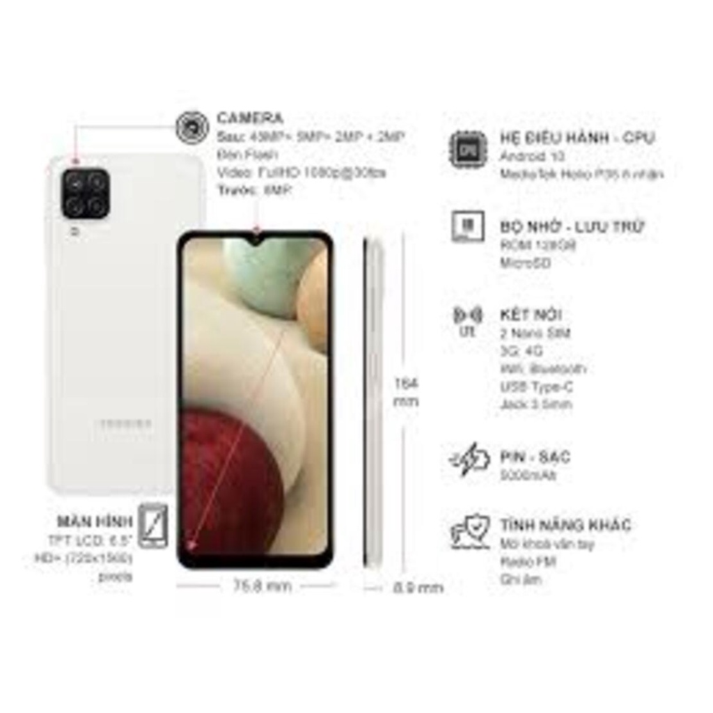 Điện thoại Chính Hãng Samsung Galaxy A12 máy 2sim Ram 6G/128G, màn 6.5inch, Camera siêu nét, cân game mượt - GGS 02