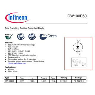 D100E60 Diode 100A 600V Tháo Máy