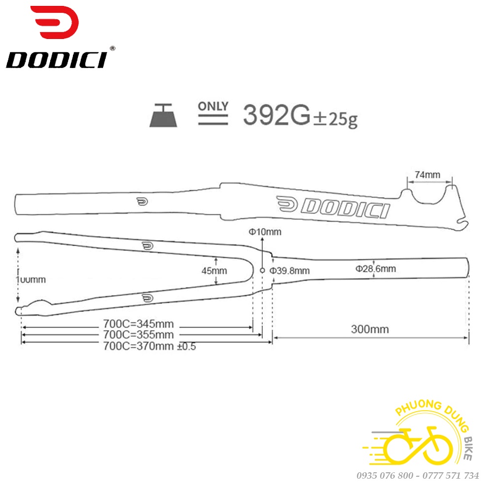 Phuộc  xe đạp đua Carbon T800 DODICI 700C - Phanh Đĩa