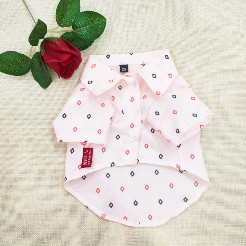 Áo sơ mi Hồng chấm bi thời trang dành cho thú cưng, Quần áo dành cho chó mèo LaLi Petfashion