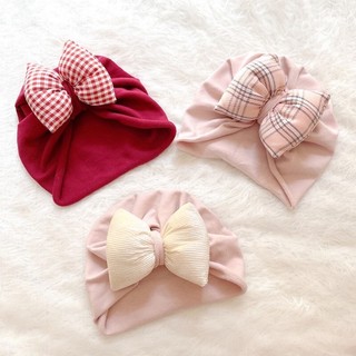 Mũ nón turban nơ cao cấp che thóp cho bé gái 3-14 tháng