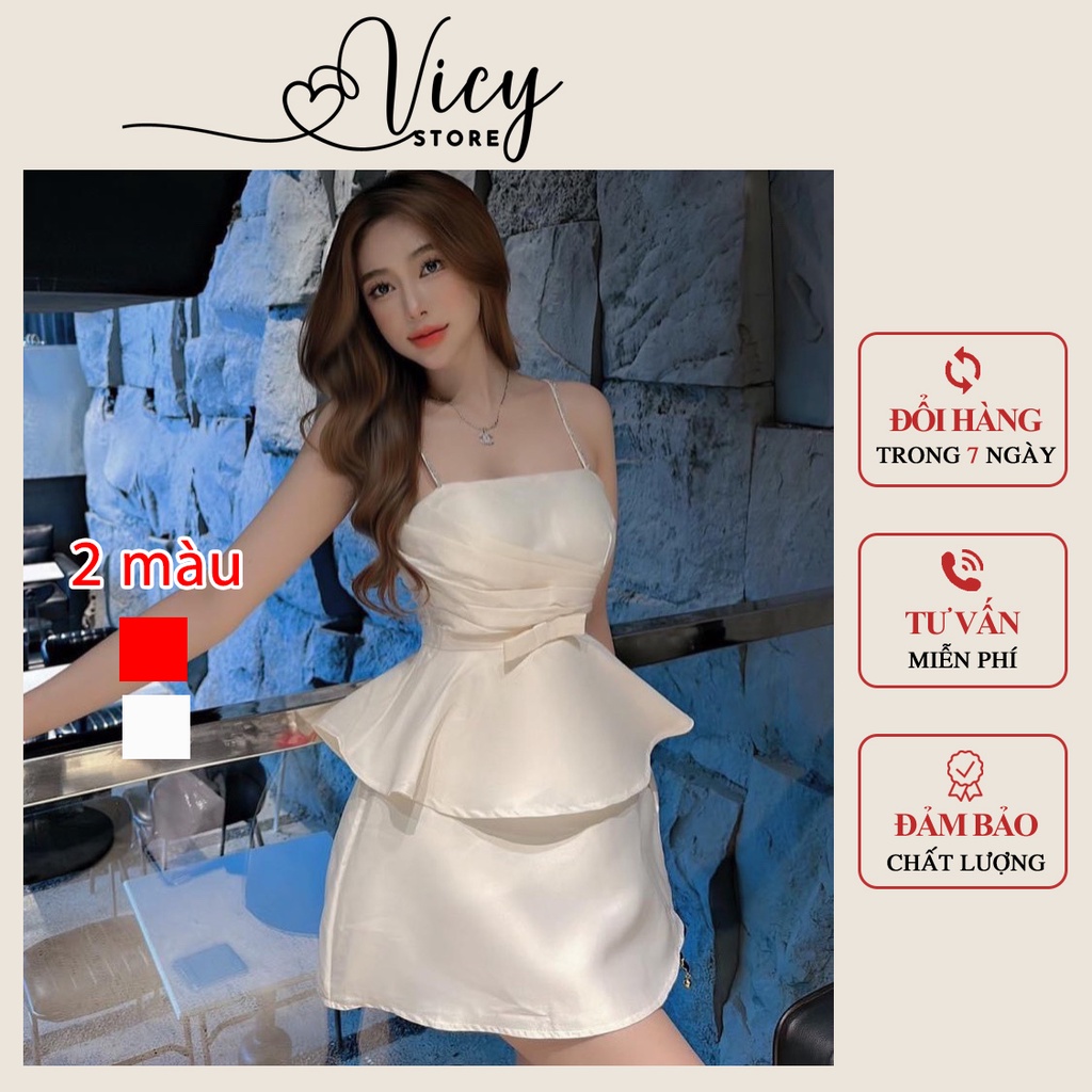 Sét áo váy áo 2 dây đá cúp ngực kèm chân váy chữ A, set đồ nữ đi chơi đi tiệc thiết kế Vicy SAVDA002