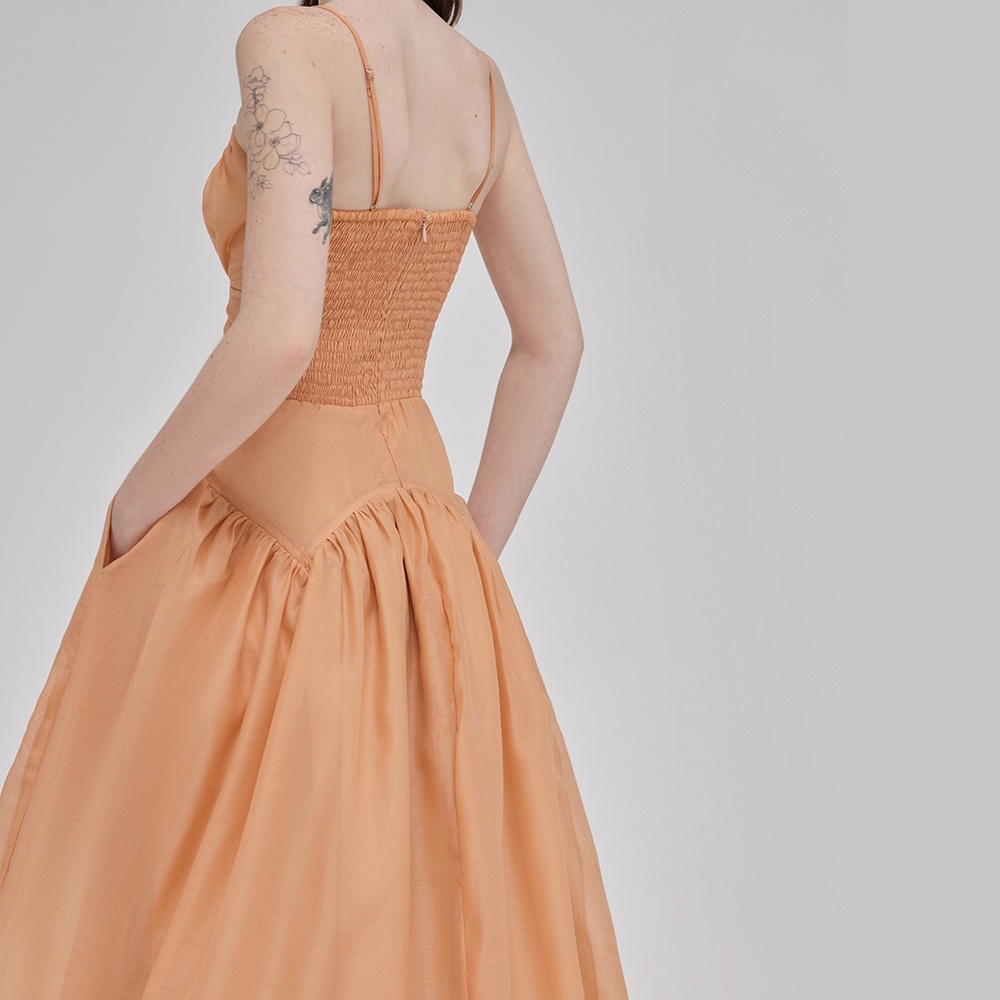 DEAR JOSÉ - Đầm dài kiểu nữ hai dây Marylin vải organza cam đào