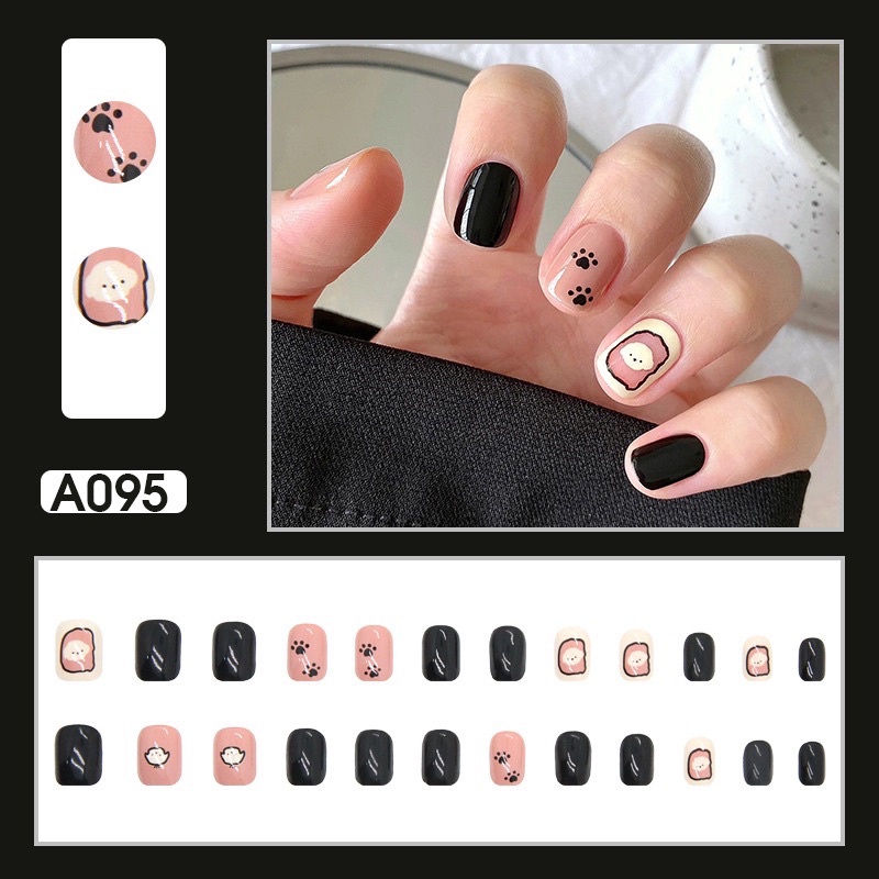 Móng tay giả họa tiết móng ngắn có sẵn keo