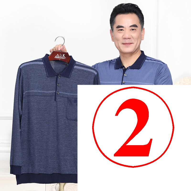 Áo Thun Tay Dài Cổ Bẻ Có Túi Thời Trang Xuân Hè Cho Đàn Ông Trung Niên 50 Tuổi