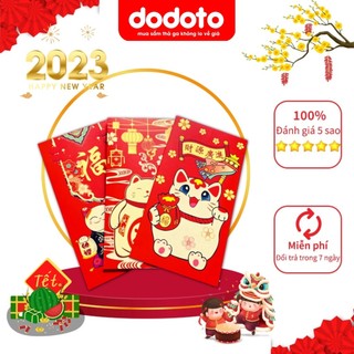 Bao lì xì 2022 khổ lớn, lì xì hình mèo thần tài may mắn, in nổi dodoto shop