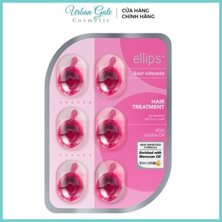 Dưỡng tóc ELLIPS Serum Dầu Cá Hair Vitamin Hair Treatment (Vỉ 6 viên- Hồng)