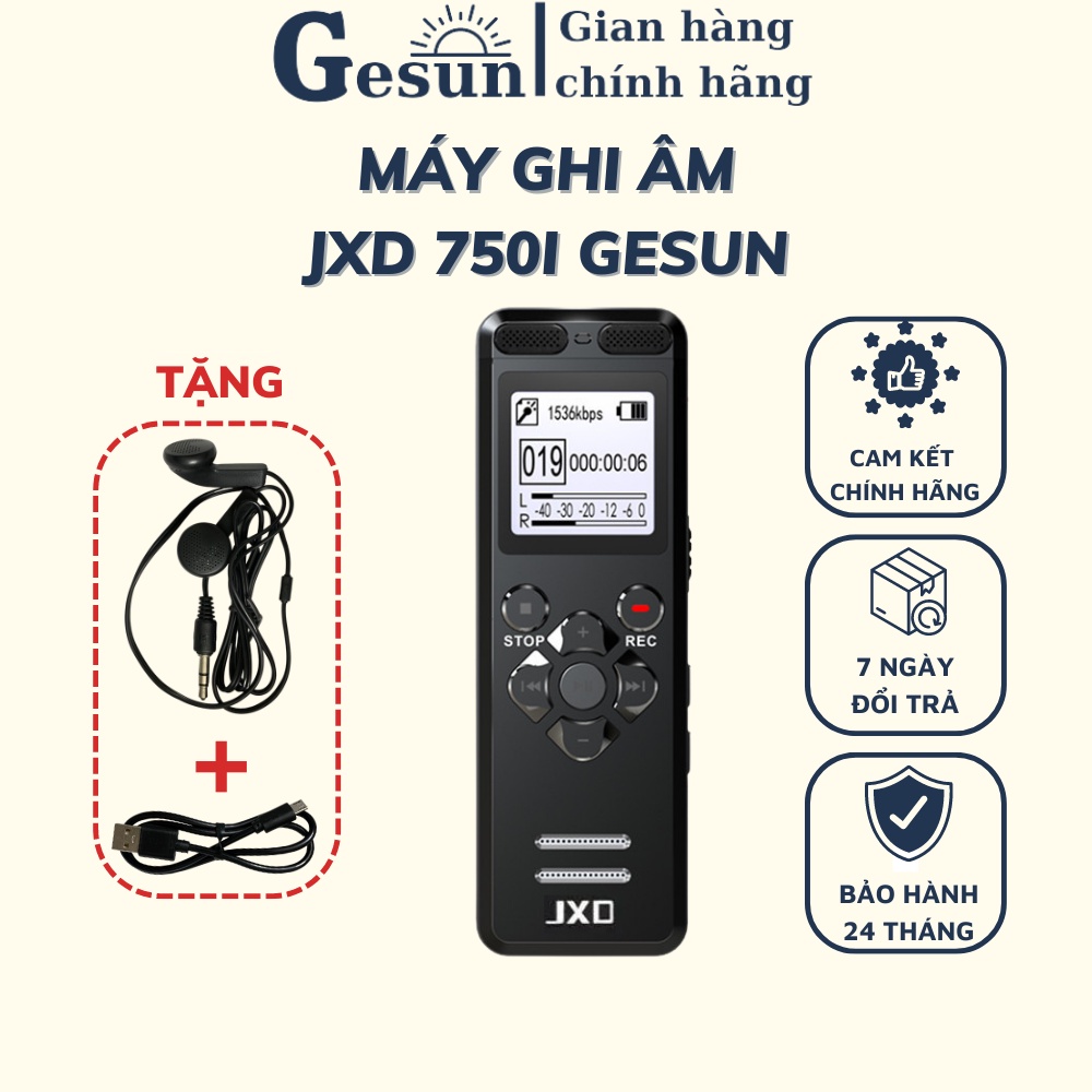 Máy ghi âm JXD 750i mini dung lượng 16GB,Ghi âm liên tục lên tới 715 giờ- Tự ghi âm thông minh khi có tiếng động
