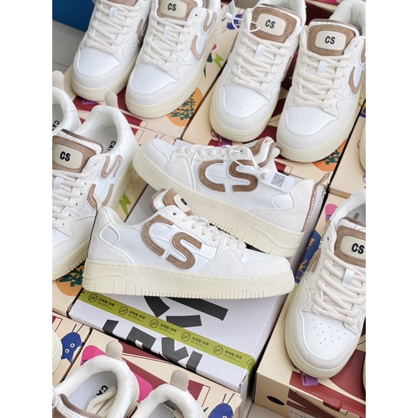 Giày Sneaker Cat & Sofa Big Logo CS Beige  Màu Trắng Be | PiuPiu Authentic