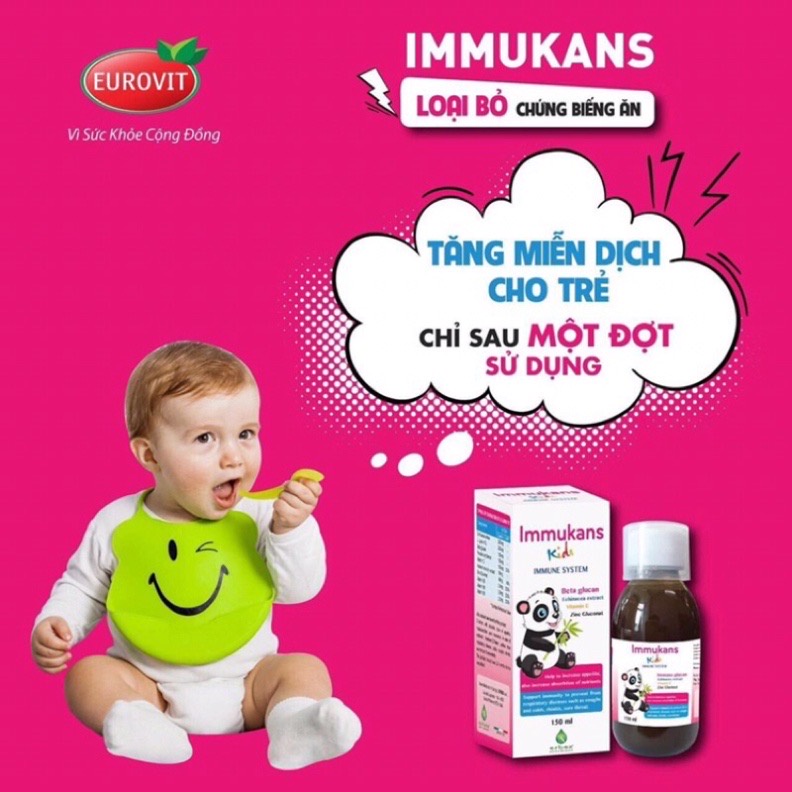 Immukans Kids Siro Ăn Ngon & Tăng Sức Đề Kháng Cho Bé