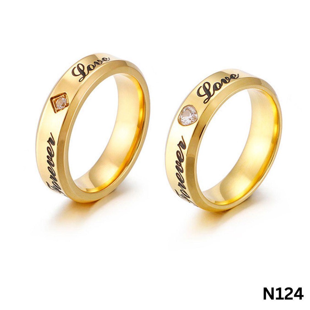 Nhẫn đôi Nam Nữ chữ forever love Titan không đen gỉ N124