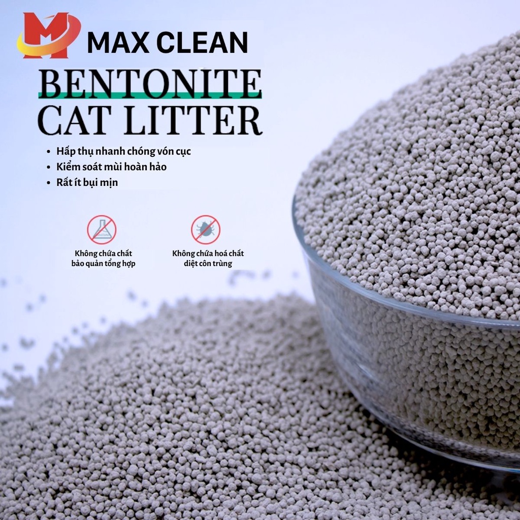 Cát vệ sinh cho mèo Max Clean, Cát đất sét siêu vón, ít bụi, khử mùi tốt, 4kg 8 lít - Max Clean