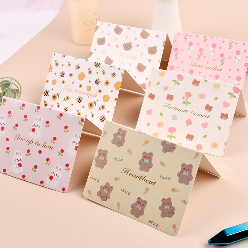 Thiệp chúc mừng hoa nhí họa tiết mini phong cách Hàn Quốc dễ thương