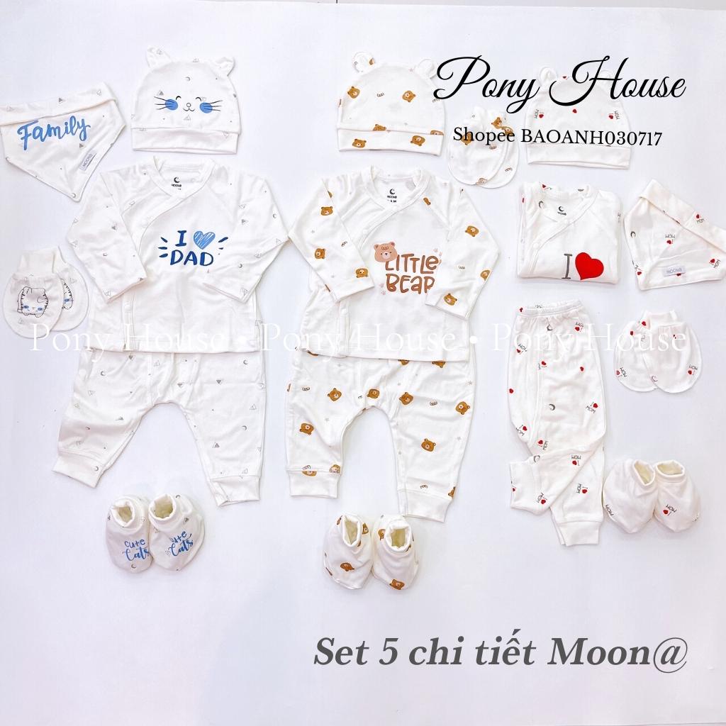 Bộ Quần Áo Sơ Sinh Dài Tay Cài Chéo Moon Petit - Full Sét quà tặng 5 c