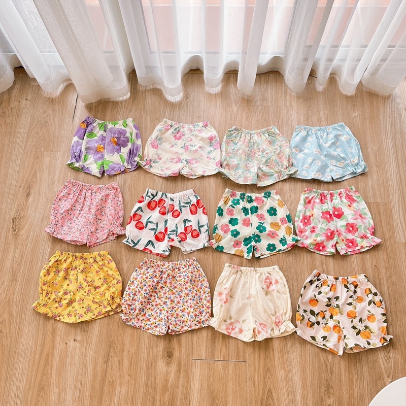 XẢ KHO LẺ SIZE  quần đùi cotton bé gái, mặc hè cực mát, đủ size 8-26kg