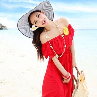 [váy trắng dự tiệc] Đầm Voan Trắng Trễ Vai Dáng Dài Phong Cách Thời Trang Mùa Hè Mới 2021