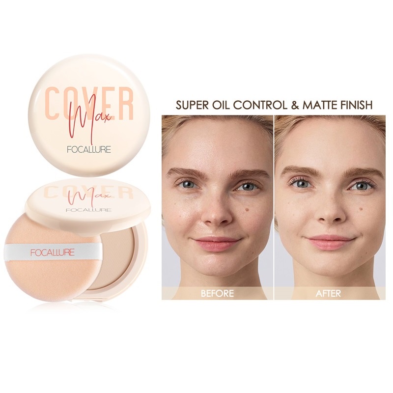 Phấn Nén Focallure Covermax Two Way Cake Pressed Powder Kiềm Dầu Mịn Da 9g