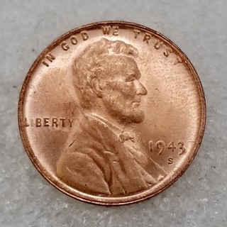 1943 wwii lincoln wheat penny us coin - đồng xu đồng mỹ năm 1943 lưu niệm phong thuỷ