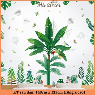 Decal dán tường trang trí phòng ngủ MIVIDECOR cây chuối