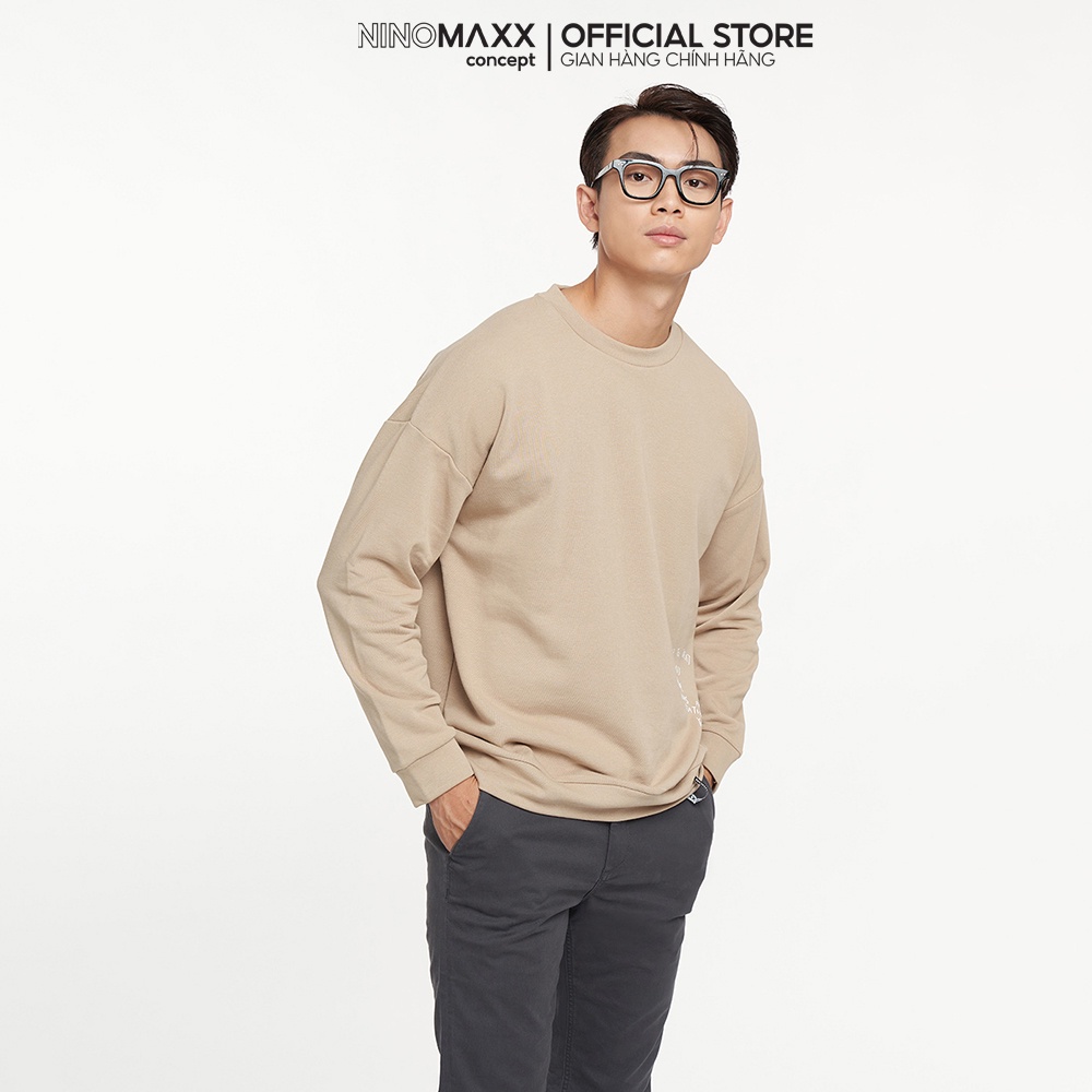 NINOMAXX Áo Hoodies Unisex form rộng thời trang cổ tròn chất cotton 2204008