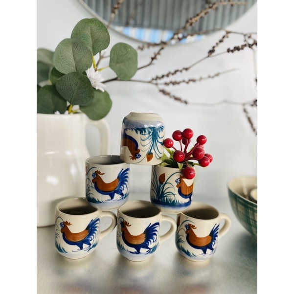 Tách Gà Nhỏ Hoạ Tiết Gà / Trúc Xanh 6*6cm