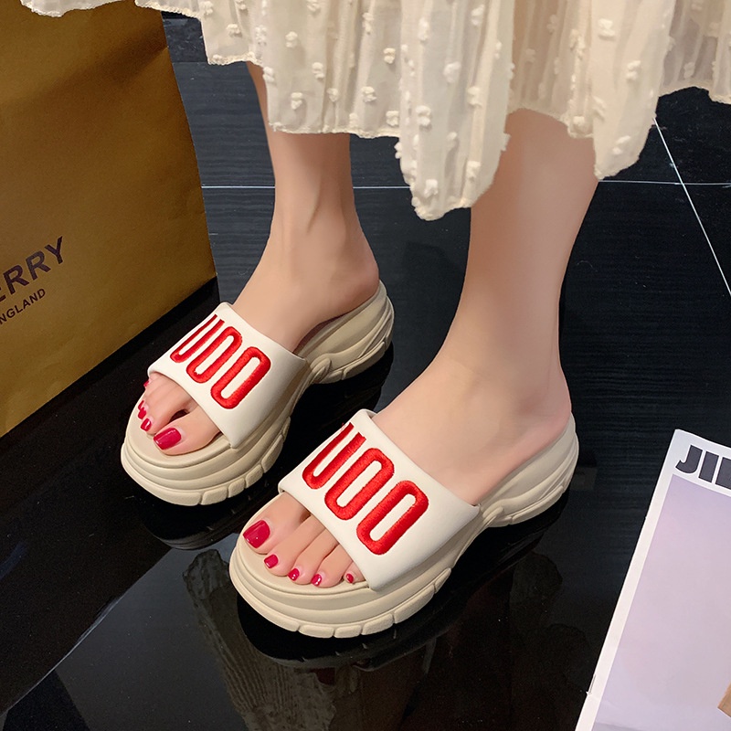 Dép Quai Ngang Nữ Đế Cao Chữ thêu UOO Likeauth