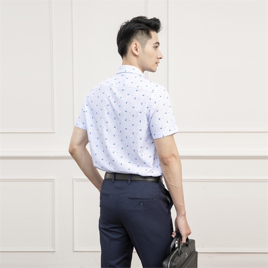 Áo sơ mi ngắn tay nam Aristino sợi tre tà lượn from ôm ASS231S1