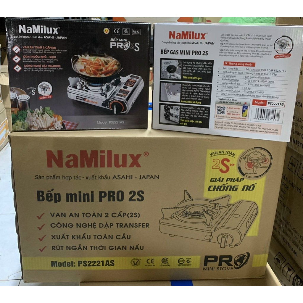 Bếp Gas Mini Inox Tiny Pro 2S Namilux PS 2221 AS