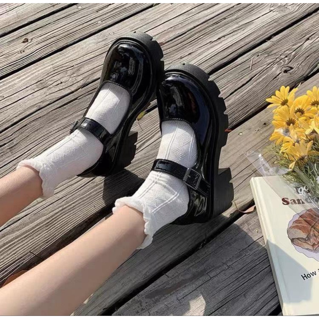 Giày nữ lolita dây cài dáng thời trang phong cách Hàn Quốc cao 5cm