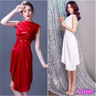 Đầm sát nách nhúm eo kèm phụ kiện VD592