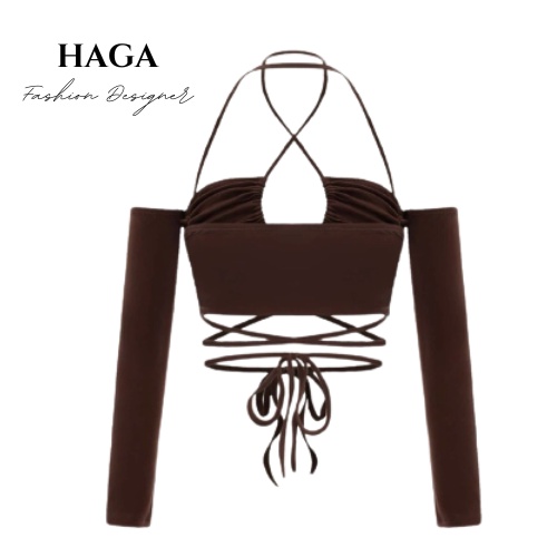 Áo ống tay dài rúm ngực HAGA AORN76