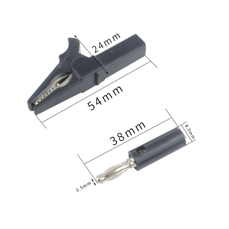 Set Kẹp Cá Sấu 55mm Kèm Jack Cắm Bắp Chuối 40mm Cách Điện Với Tay Cầm Nhựa Chuyên Dụng Cho Dây Dò Thử Điện