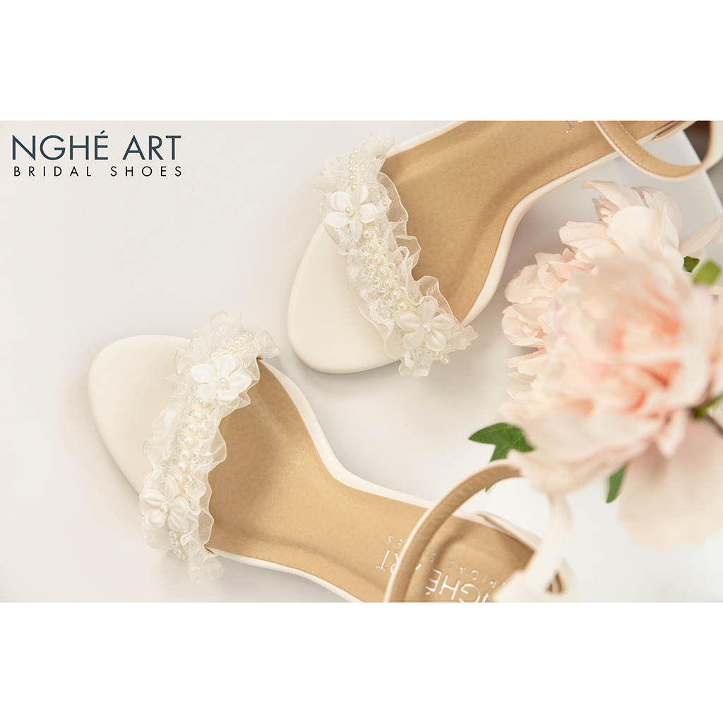 Giày cưới Nghé Art sandal gót vuông 396