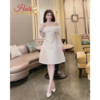 Đầm váy trễ vai đính cườm dự tiệc sang chảnh thiế kế trẻ trung quyến rũ và tôn dáng