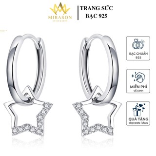 Khuyên tai bạc nữ mirason ngôi sao, dáng tròn, khoen bấm sang trọng mbt149 - bông tai nữ bạc 925 cao cấp
