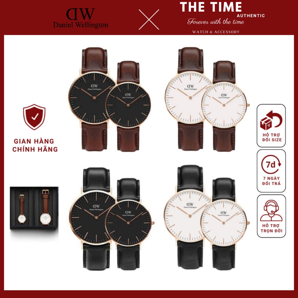 Đồng Hồ Đôi DW Classic Pettite - DW Đôi Daniel Wellington Dây Da Fullbox