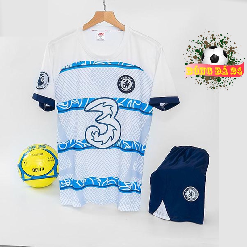 Quần Áo Bóng Đá Chelsea Trắng - Đồ Đá Banh Thun Lạnh Cao Cấp, Không Nhăn, Không Xù Lông
