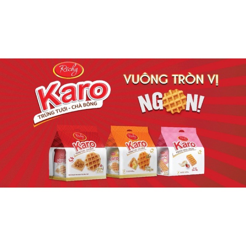 Bánh Karo Richy túi 6 cái (chà bông gà/phô mai hoàng kim/dâu yến xào)