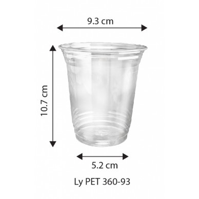 50C Ly nhựa PET trơn cứng 360ml, ly đựng cà phê mang đi