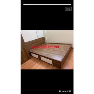 Giường ngủ gỗ mdf có ngăn kéo - màu nâu