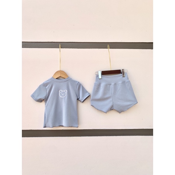 Bộ tăm thêu gấu, cạp cao bản to hàn quốc siêu xinh cho bé