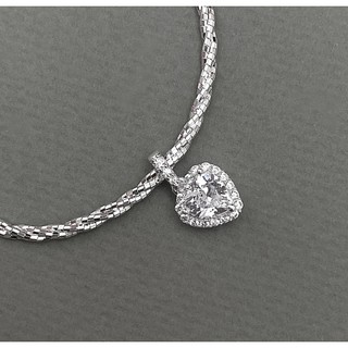 Vòng tay bạc HAS phối charm tim đá Cz 17cm